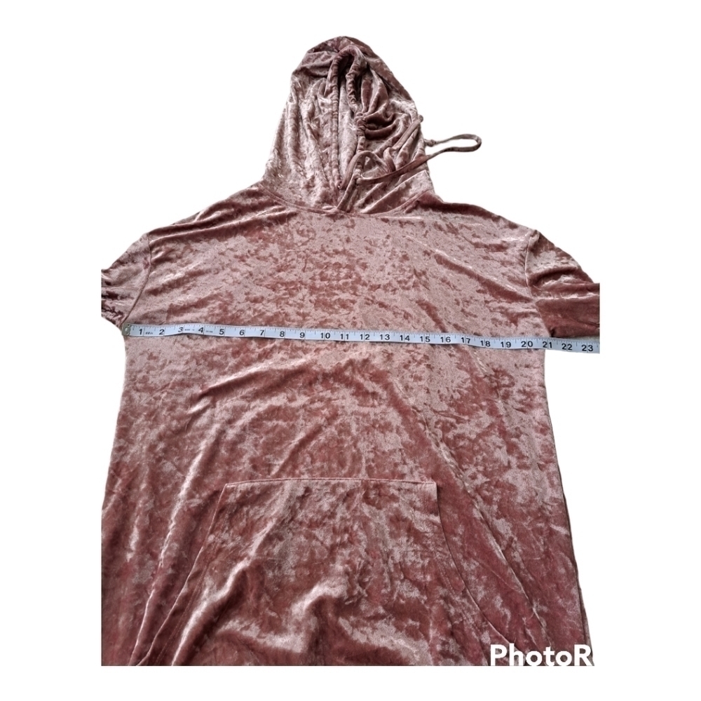 Cabin Fever comfort pink velvet hoodie pullover velvet top sweater dusty pink - Picture 16 of 16